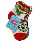 Wholesale - 5pk 2T-4T MINNIE MOUSE MERRY QTR SOCKS, UPC: 193159224493